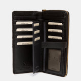Large black leather wallet