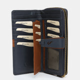 Cartera grande en piel azul