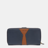 Cartera grande en piel azul