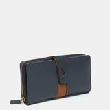 Cartera grande en piel azul