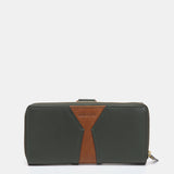 Cartera grande en piel verde