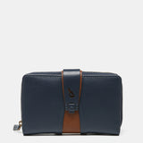 Cartera mediana en piel azul