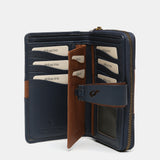 Cartera mediana en piel azul