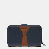 Cartera mediana en piel azul