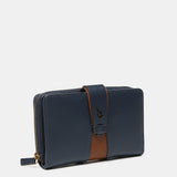 Cartera mediana en piel azul