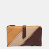 Large leather wallet in camel tones