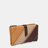 Large leather wallet in camel tones