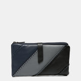 Cartera grande en piel en tonos azules