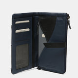 Cartera grande en piel en tonos azules