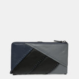 Cartera grande en piel en tonos azules