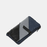 Cartera grande en piel en tonos azules
