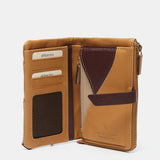 Cartera mediana en piel en tonos camel