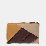 Cartera mediana en piel en tonos camel