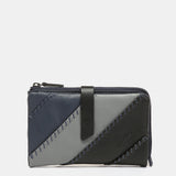 Medium leather wallet in blue tones