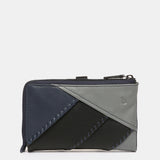 Medium leather wallet in blue tones
