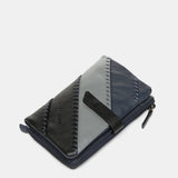 Medium leather wallet in blue tones