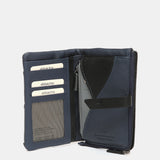 Medium leather wallet in blue tones