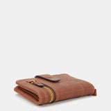 Cartera pequeña en piel cognac