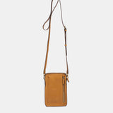 Cognacfarbene Handytasche aus Leder und Wildleder