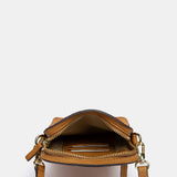 Cognacfarbene Handytasche aus Leder und Wildleder