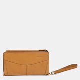 Cartera grande en piel cognac