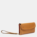 Cartera grande en piel cognac