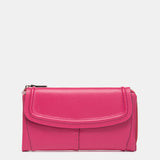 Cartera grande en piel fucsia