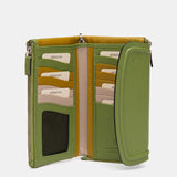 Cartera grande en piel verde