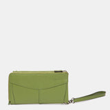 Cartera grande en piel verde