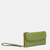 Cartera grande en piel verde