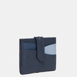 Tarjetero en piel azul