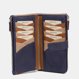 Große blaue Lederbrieftasche