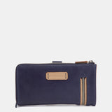 Große blaue Lederbrieftasche