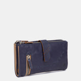 Große blaue Lederbrieftasche