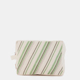 Grün gestreifte Strandtasche aus Baumwolle