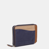 Tarjetero de piel azul