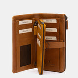 Cartera grande en piel cognac