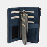 Cartera grande en piel azul