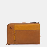 Cartera mediana en piel cognac