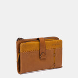 Cartera mediana en piel cognac