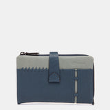 Cartera mediana en piel azul