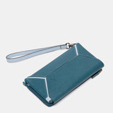 Cartera grande en piel azul