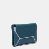 Cartera mediana en piel azul