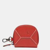Monedero en piel circular rojo