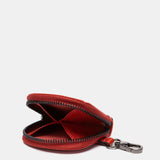 Monedero en piel circular rojo