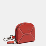 Monedero en piel circular rojo