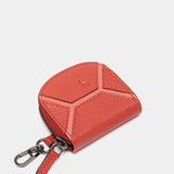 Monedero en piel circular rojo