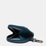 Monedero en piel circular azul