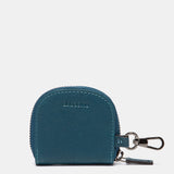 Monedero en piel circular azul