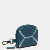 Monedero en piel circular azul